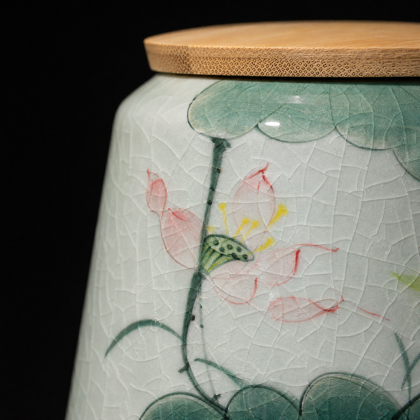 Ice-Crackle Hand-Painted Tea Jar, Small