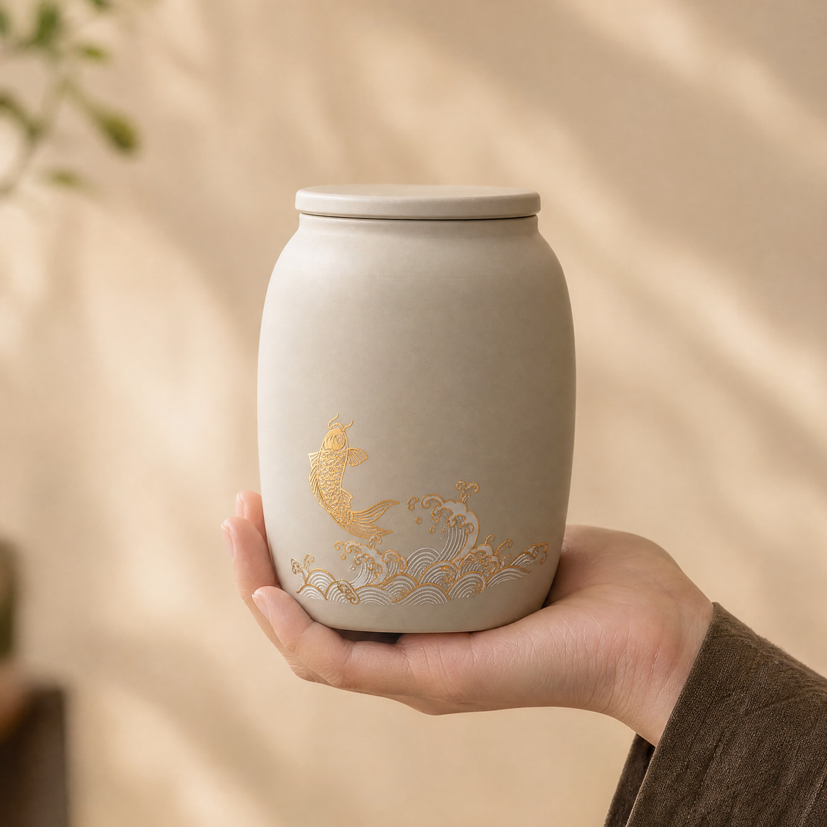 Stoneware & Purple Clay Tea Caddy, 690ml