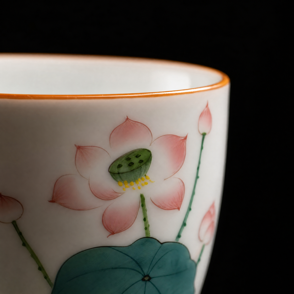 Hand-Painted White Porcelain Tea Cup
