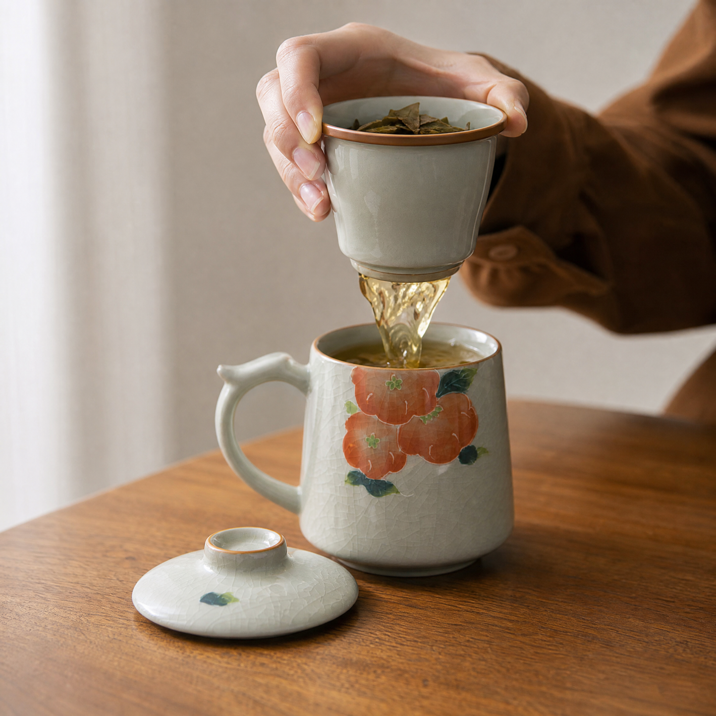 Ge Kiln Persimmon Ceramic Mug, 370ml